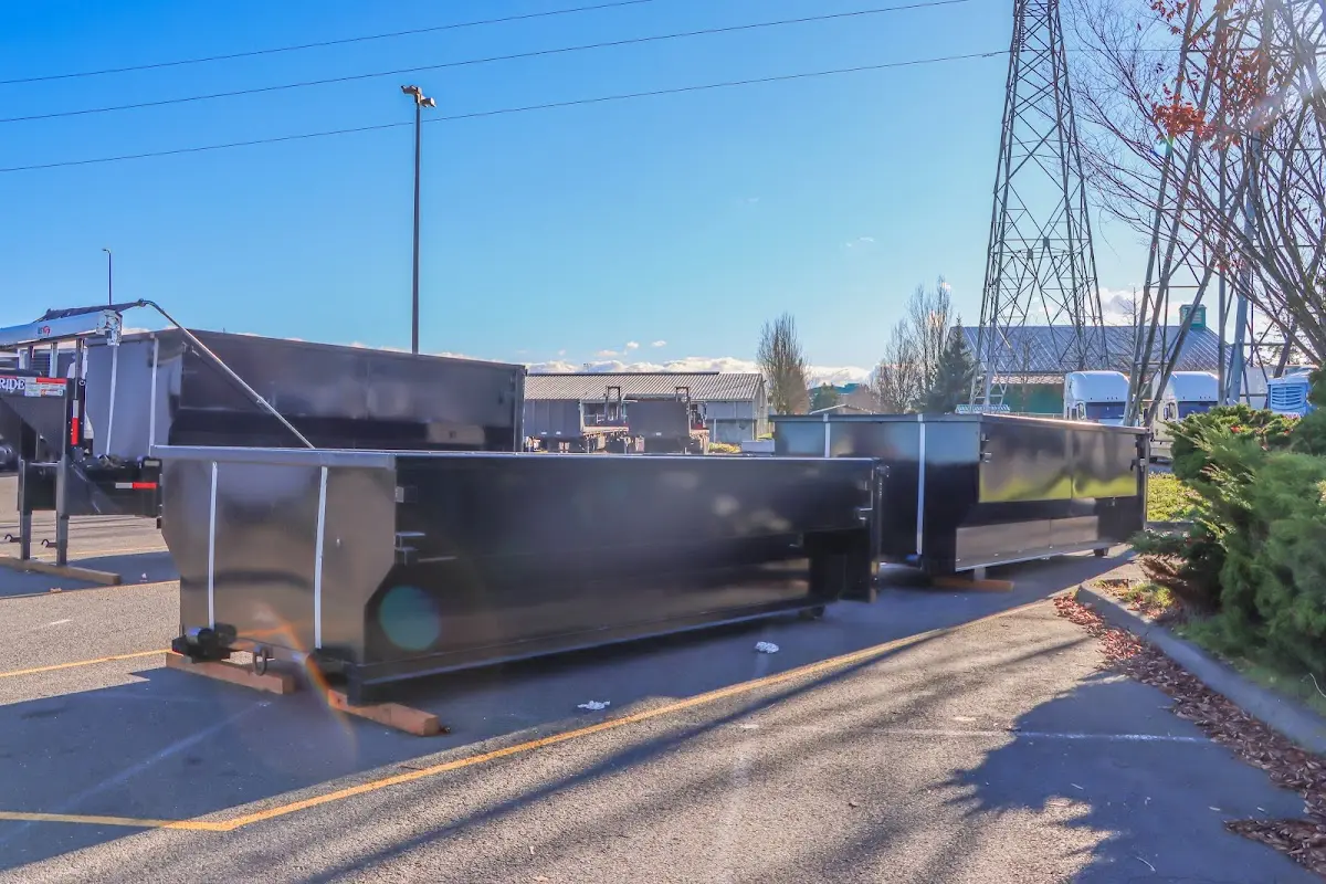Roll-off dumpster ready for waste disposal at job site for 2 Yard Dumpster Rental in Allamuchy